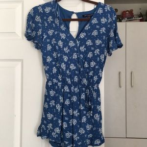 Extra small blue floral romper